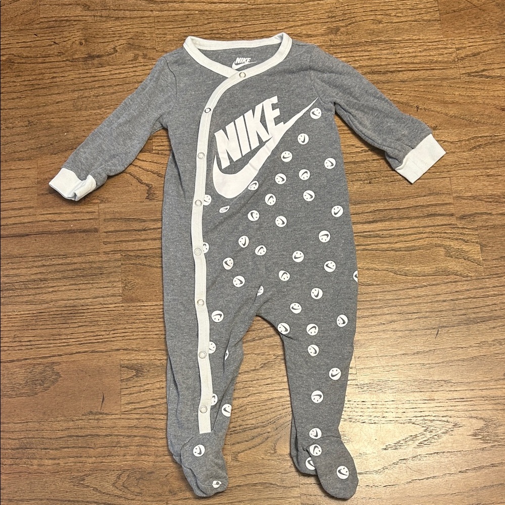 Nike 9 Month Gray and White Footed One Piece